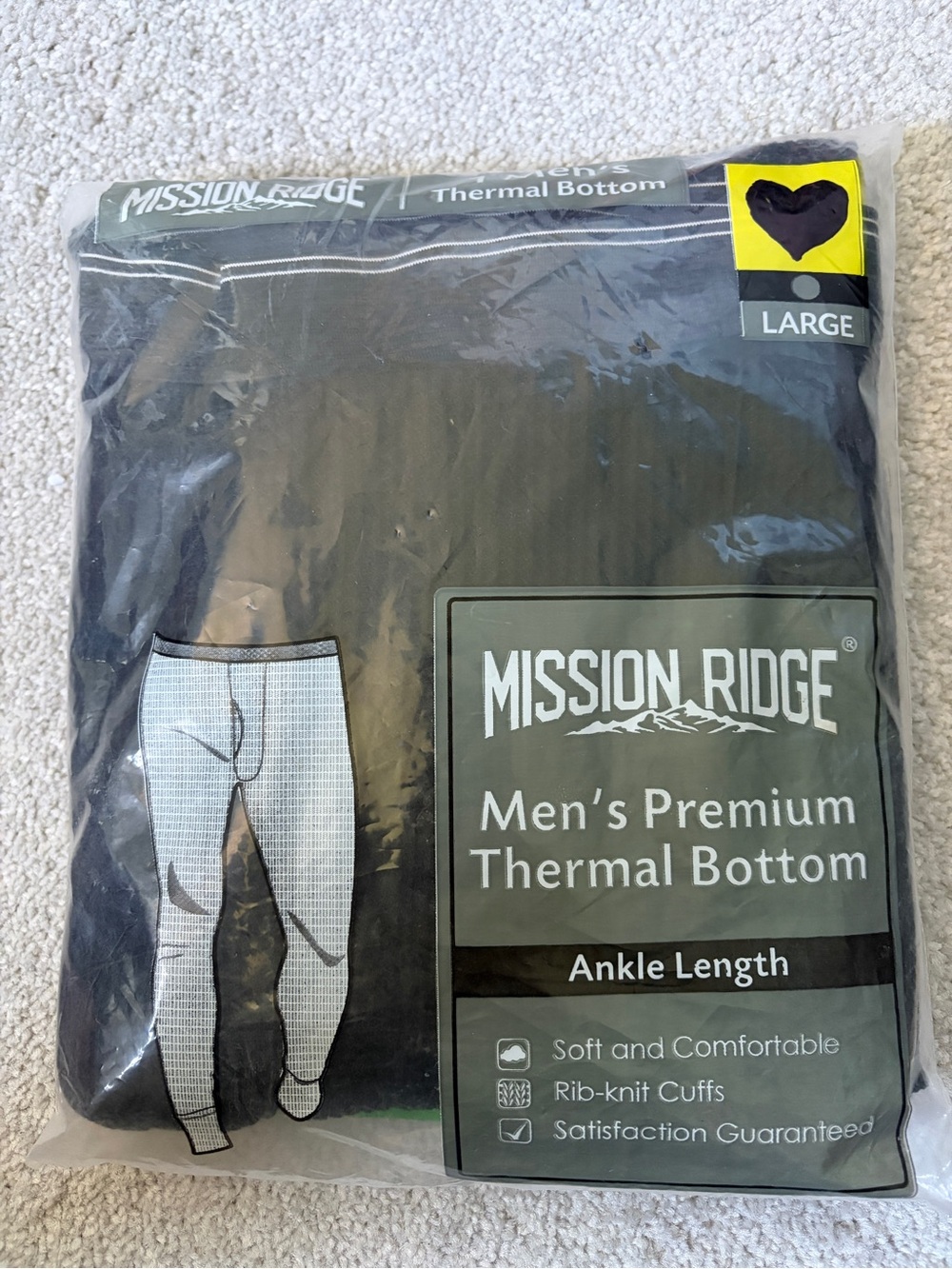 🔥🆕🔥 Mission Ridge Men's Premium Thermal Bottoms (Black, Ankle Length)